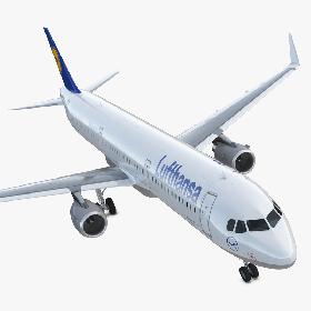 3D Airbus A321 with Interior and Cockpit Lufthansa